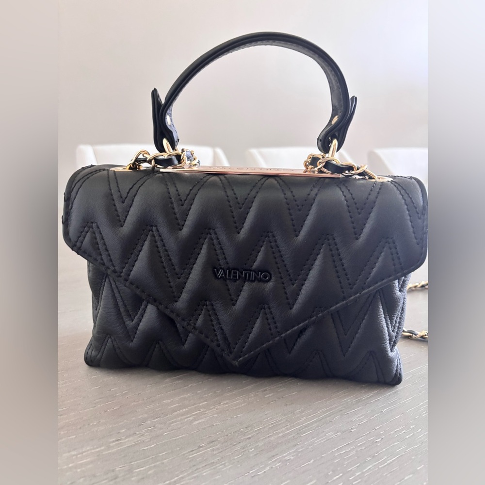 Mario Valentino Lynn D Plate Leather Shoulder Bag
